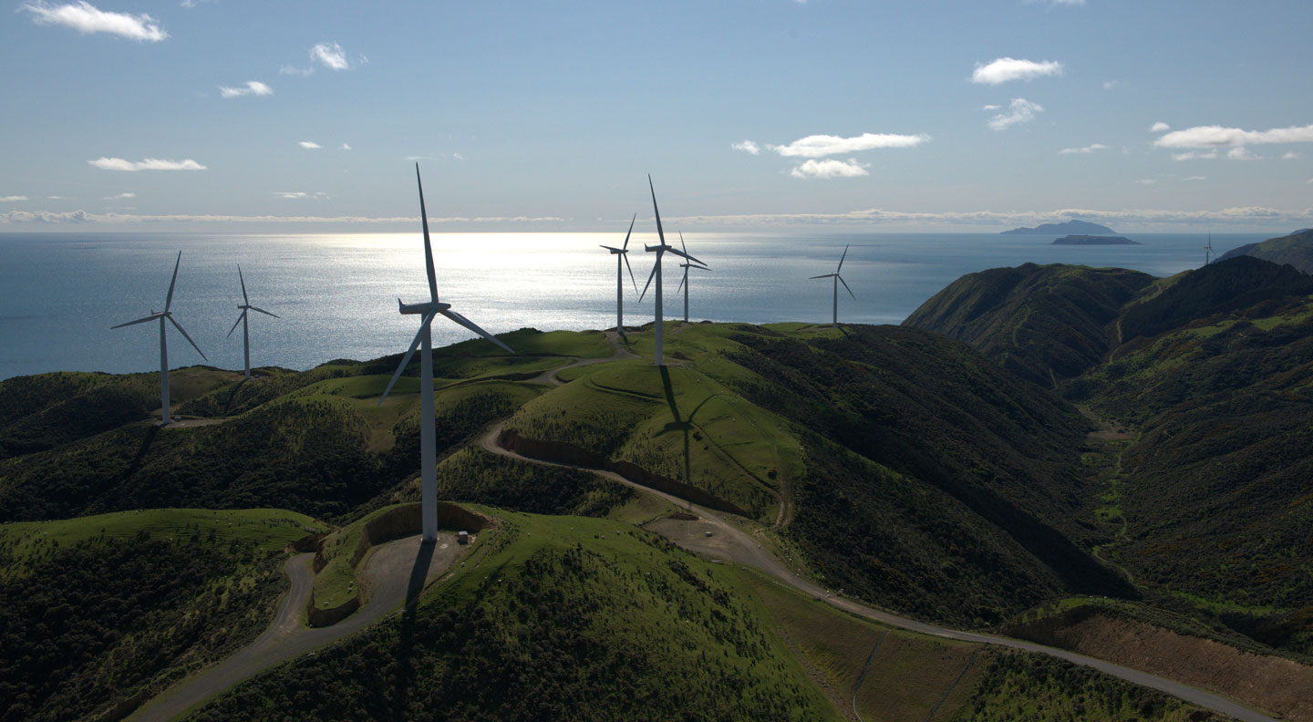 Wind turbines on hills
